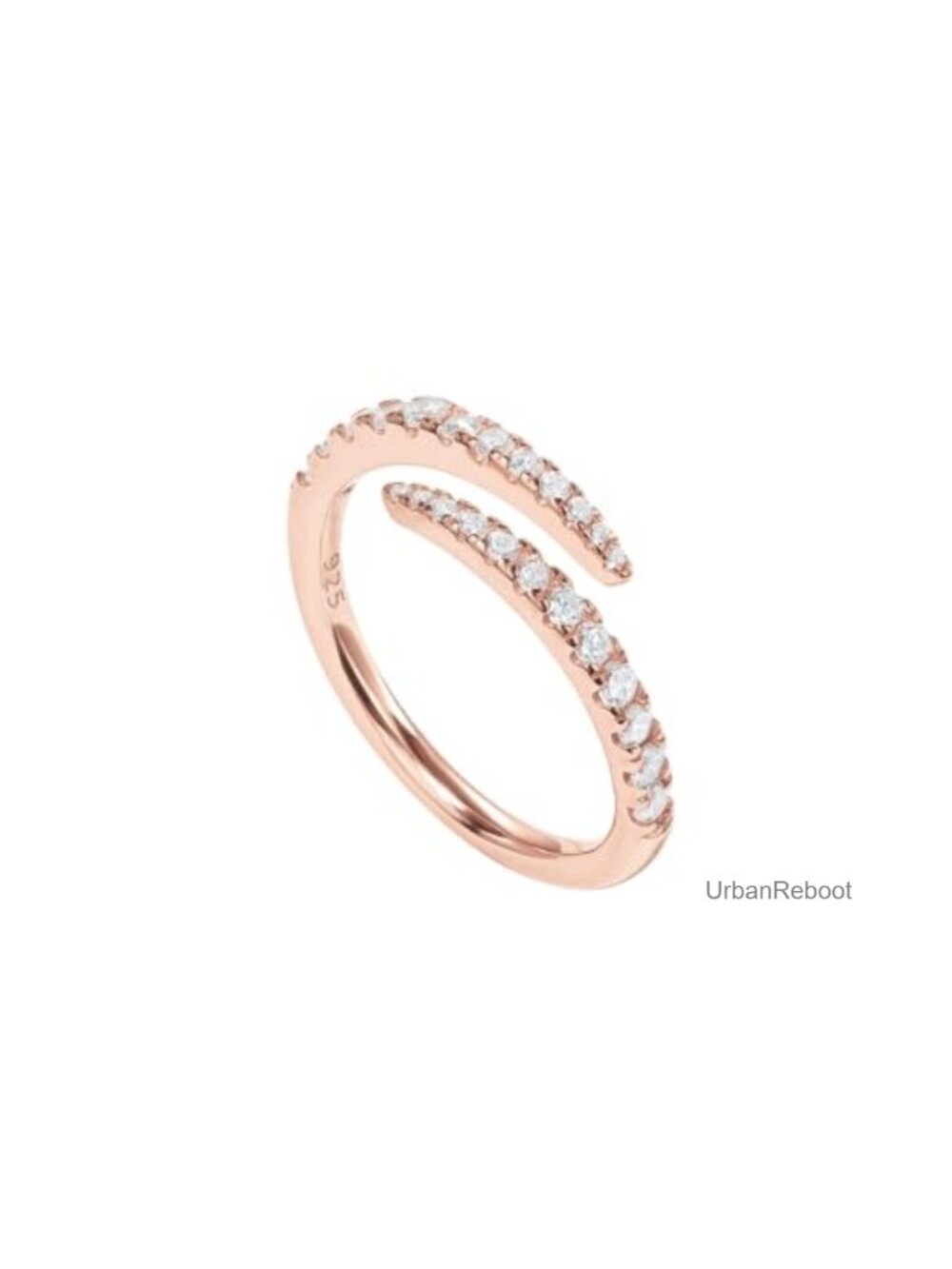 14K Gold Plated Cubic Zirconia Open Twist Eternity Band Ring for Women